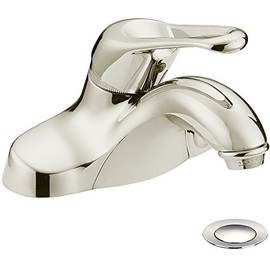Designers Impressions 615632 Satin Nickel Single Handle Lavatory Bathroom Vanity Faucet - Bathroom Sink Faucet with Matching Pop-Up Drain Trim Assembly