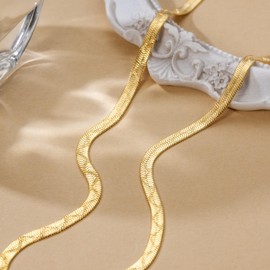 14K Gold Necklaces for Women Trendy Snake Chain Necklace for Men Chunky Gold Necklace for Women Non Tarnish Timeless and Radiant Golden Herringbone Necklaces for Womens 16,18,20,22,24 Inches