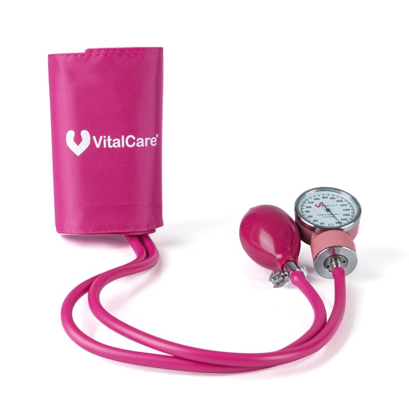 VitalCare | Baumanómetro Aneroide Manual (Rosa) | Brazalete Amplio (22-45