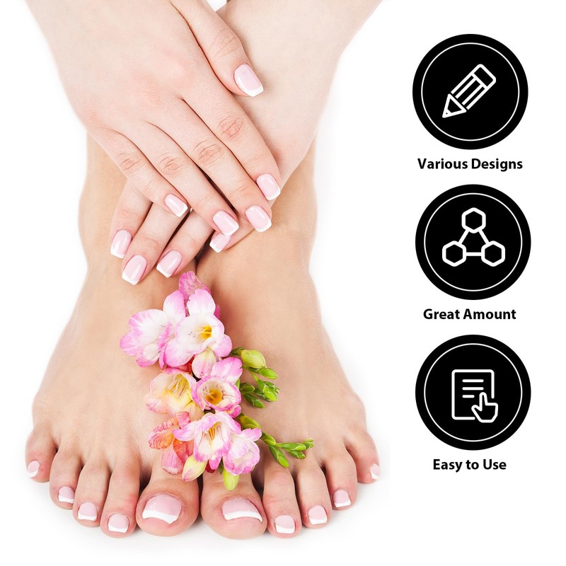 240 Pcs French Tip Nail Stickers Manicure Strips White Self-Adhesive