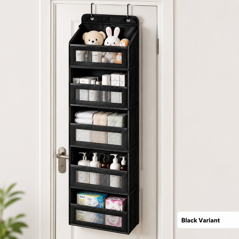 5-Shelf Over Door Hanging Storage Organizer with Large Capacity Pockets,
