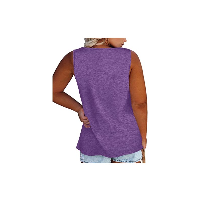 Plus Size Tank Tops for Women Summer Sleeveless Henley T-Shirts