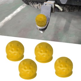 HQRNYP 4PCS Trailer Ball Cover, Trailer Hitch Covers, 2-Inch Rustproof Rubber Car Towing Hitch Protection Cap, Universal Car Accessories Dustproof Tow Ball Sleeve Cap for RV Truck Boat (Yellow, 4PCS)