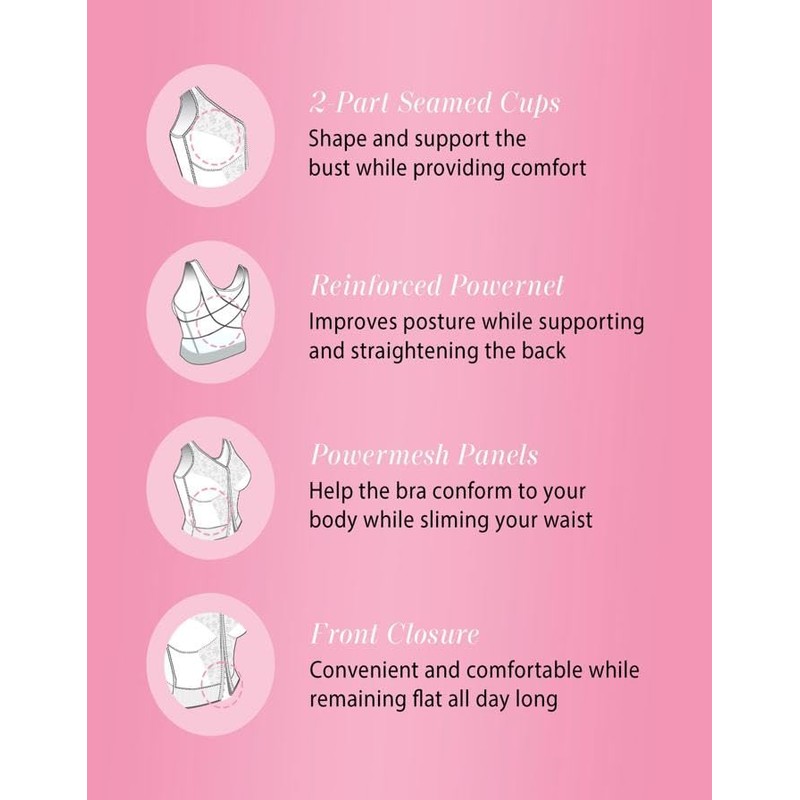 EXQUISITE FORM Women's Original Longline Posture Bra #5107565, White, 44C