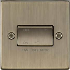 Fan Isolator Switch 10A - Square Edge Antique Brass