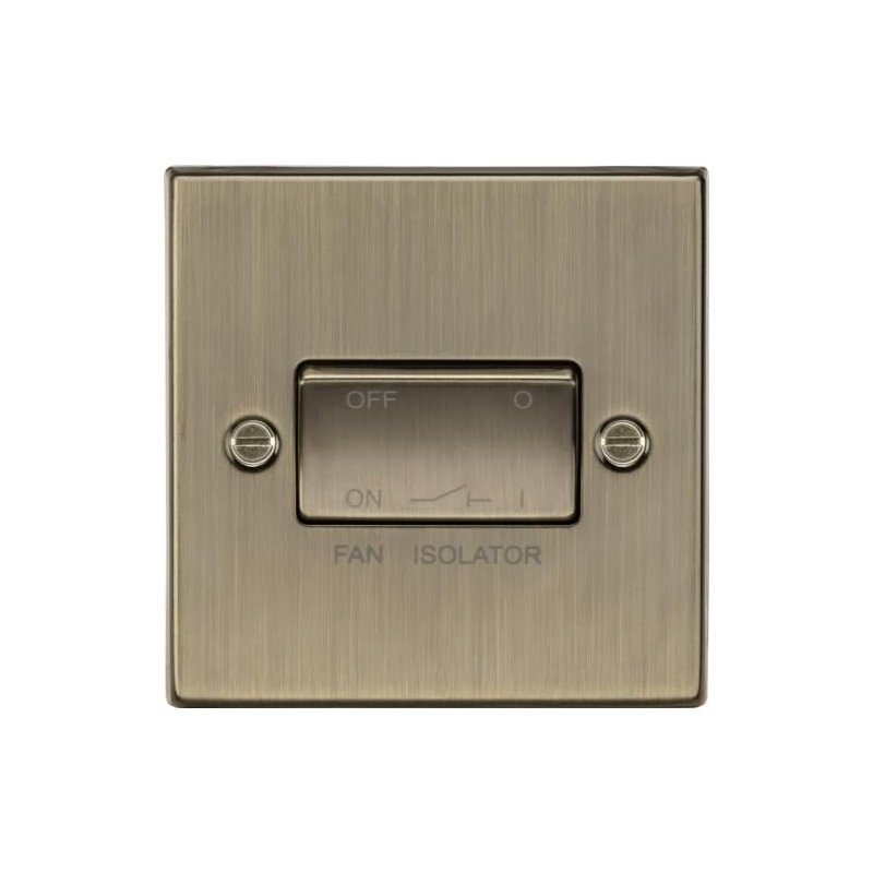 Fan Isolator Switch 10A - Square Edge Antique Brass