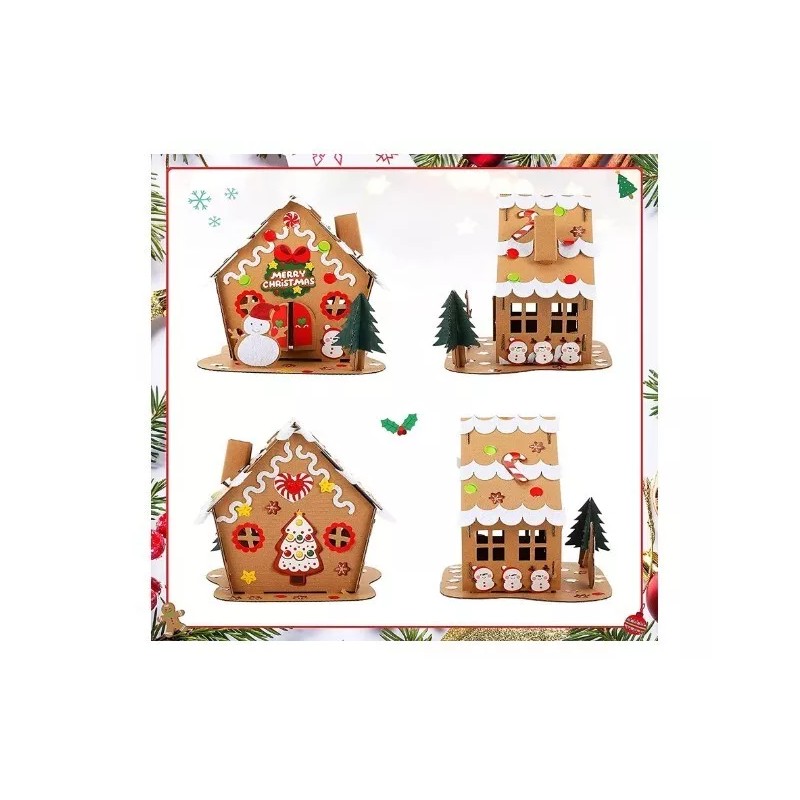 Sumind 3 Sets Christmas Craft Kit Gingerbread House Kit Christmas