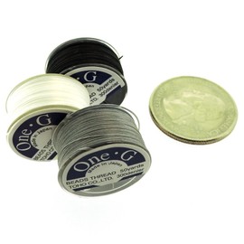 TOHO One-g Beading Thread, 50 Yards per Bobbin, White, Black & Light Gray (Pack of 3 bobbins)