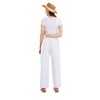 CHARTOU Women's Summer Drawstring Waist Wide Leg Loose Cotton Linen