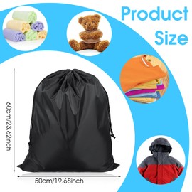 Oruola 2pcs Drawstring Bag,Black String Bag,Foldable Waterproof Travel Laundry Bags,60 x 50 cm Large Draw String Bags,Draw String Bags Gym for Travel,Bedroom,Laundry Room,Dormitory(Black)