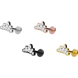 PIERCINGLINE Titanium Labret with Internal Thread Titanium Attachment Crystal Lotus Flower Piercing Lip Nose Ear Helix Tragus Medusa Choice of Colours and Sizes, Titanium