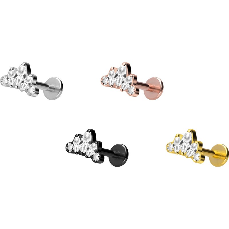 PIERCINGLINE Titanium Labret with Internal Thread Titanium Attachment Crystal Lotus