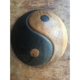 Lovely Balinese Hand Carved Ying Yang Bagua Symbol Suar Wood FREE SHIPPING