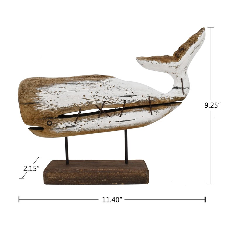 Aecipl Wooden Whale Nautical Tabletop Decor Decorative Beach Ocean Themed
