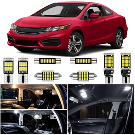 WIYBYDM White LED Interior Lights Kit for Honda Civic 2006 2007 2008 2009 2010 2011 2012 2013 2014 2015 Map Dome Trunk Cargo License Plate Tag Lights Interior Bulbs + Install Tool