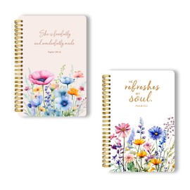2pcs Inspirational Spiral Notebook with Inspirational Bible Verses,PSALM 23:3 He Restores My Soul . 50 Pages 5.5x 8.3inch, Ideal Birthday or Christian Gifts , Ideal for School or Office, Complemented