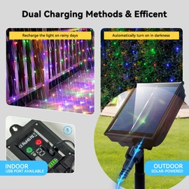 21ft x 5ft Solar Net Lights Outdoor, Solar & USB 2 Power Way 360 LED Waterproof Mesh Lights for Bushes, Remote Control 8 Modes String Light Trees Patio Garden Christmas Indoor Decor (Multicolor)