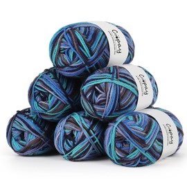 Coopay Soft Wool for Crochet and Knitting, Crochet Yarn 6 x 50 g (300 g), Wool Perfect for Socks, Baby Clothes, Blankets, Scarves - Purple White Powder