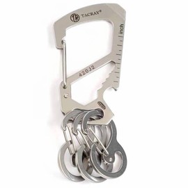 TACRAY Carabiner Keychain Clip, Anti-lost key holder and Quick Release Backpack Clasps/Hook with Multitool, Comes with 3pcs Extra Carabiner Mini key holders