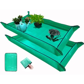2 PCS Plant Repotting Mat for Indoor Plants, 43" X 29" Thickened Foldable Waterproof Plant Potting Tray and Mess Control, Portable Potting Mat Gardening Tray for House Plants Succulents, Extra Large