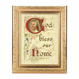 House Blessing Picture Framed Wall Art Decor, Medium, Gold-Leaf Antique Finished Frame with Acanthus-Leaf Detail