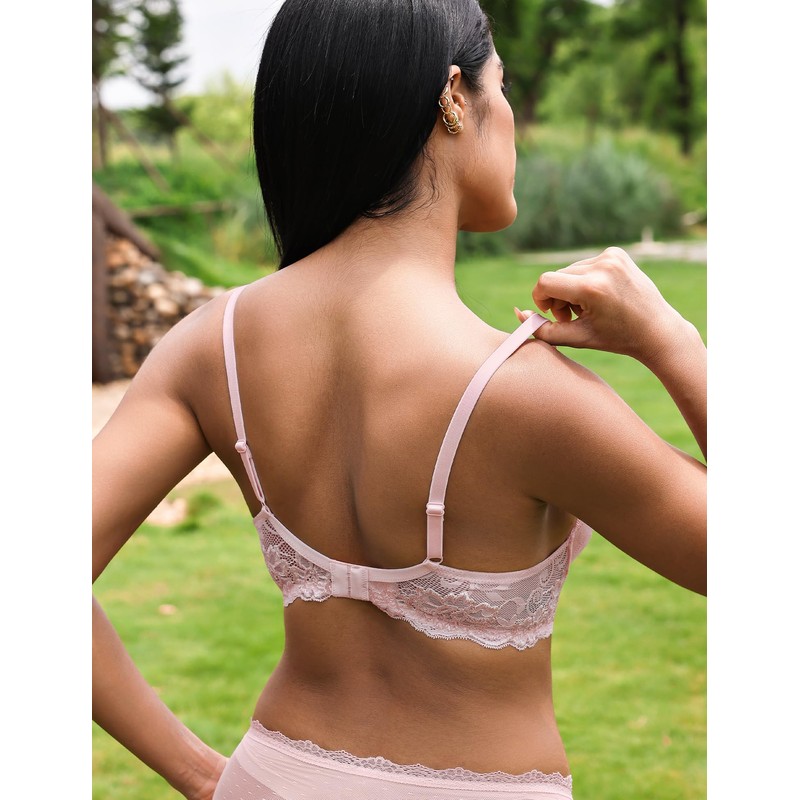 Deyllo Women’s Push Up Lace Bra Comfort Padded Underwire Bra