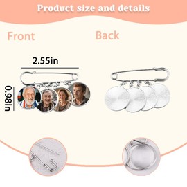 Four Photo Frames Brooch for Wedding Boutonniere Photo Charms for Grooms Bride Funeral Picture Frame Charm for Loss of Loved One Bouquet Pins for Wedding Engagement Graduation Keepsake Silver