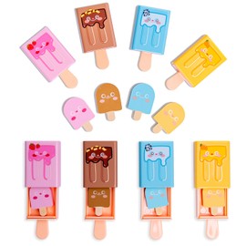 Ouksma Ice Cream Shape Rubber Erasers with Handle, Gray, 8 Pack - Blend, Shade, Smooth, Correct, and Brighten Your Sketches and Drawings