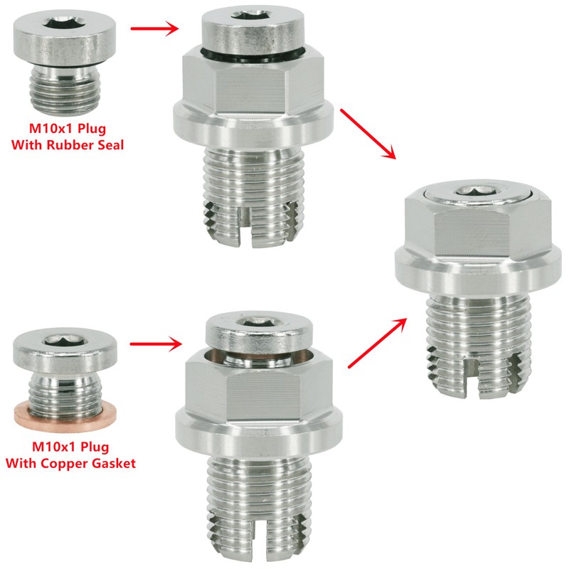 Dsnaduo M14.1-1.25 x 15mm Oversize Piggyback Oil Drain Plug, Stainless