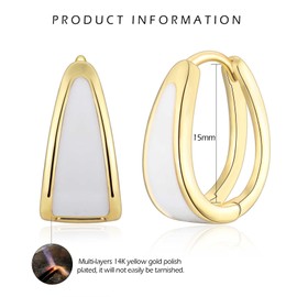 CERSLIMO Chunky Hoop Earrings, Gold Earrings for Women Girls with White Plated, Hypoallergenic Earrings Womens Hinged Gold Hoop Earrings Jewellery Gifts, Sleeper Earrings for Daily Wear Christmas