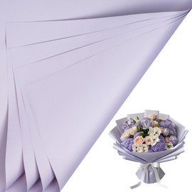 LeZakaa 20 Sheets Flower Wrapping Paper - Waterproof Reversible Floral Bouquet Paper - Purple Design for Valentine's Day, Mother's Day, Parties, Birthdays, Weddings, Baby Shower