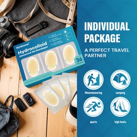 Kimihome 36ct Hydrocolloid Dressings Bunion Plasters Blister Plasters for Feet Heel & Toe - Kimihome Blister Pads for Blister Prevention & Recovery, Water Resistant Hydrocolloid Bandages - Heel Pack