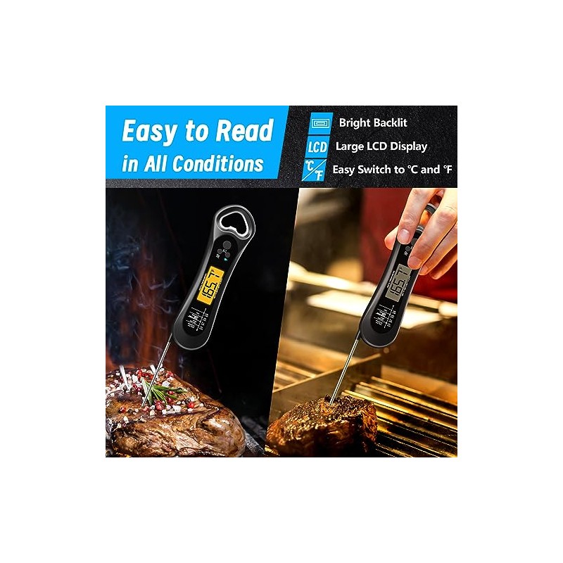 Termómetro de carne digital, termómetro de lectura instantánea para parrilla