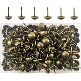 Ruidee 200 PCS Antique Upholstery Tacks,Upholstery Tacks Pins,Furniture Decorative Thumbtacks,Tacks Thumb Tacks Push Pins (Gold)