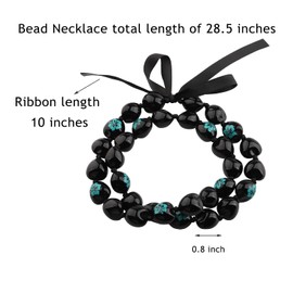 BNQL Chunky Hawaiian Kukui Nut Lei Necklace with Ribbon Bow Closure Graduation Gift (green flower)