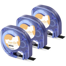 Label KINGDOM Label Compatible with DYMO LetraTag Fabric Label 18771 Refills Iron-On Clothes Label Maker Tape, 1/2 Inch Black on White Clothing Label for DYMO LetraTag LT100H LT100T Plus, 3-Pack