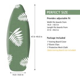 SheeChung Ironing Board Cover and Pad 18“x49”,Thick Scorch Resistant Padding,Heavy Duty Ironing Cover Fits Extra Wide Boards,Elastic Edge & Adjustable Fastener,Silicone Coating