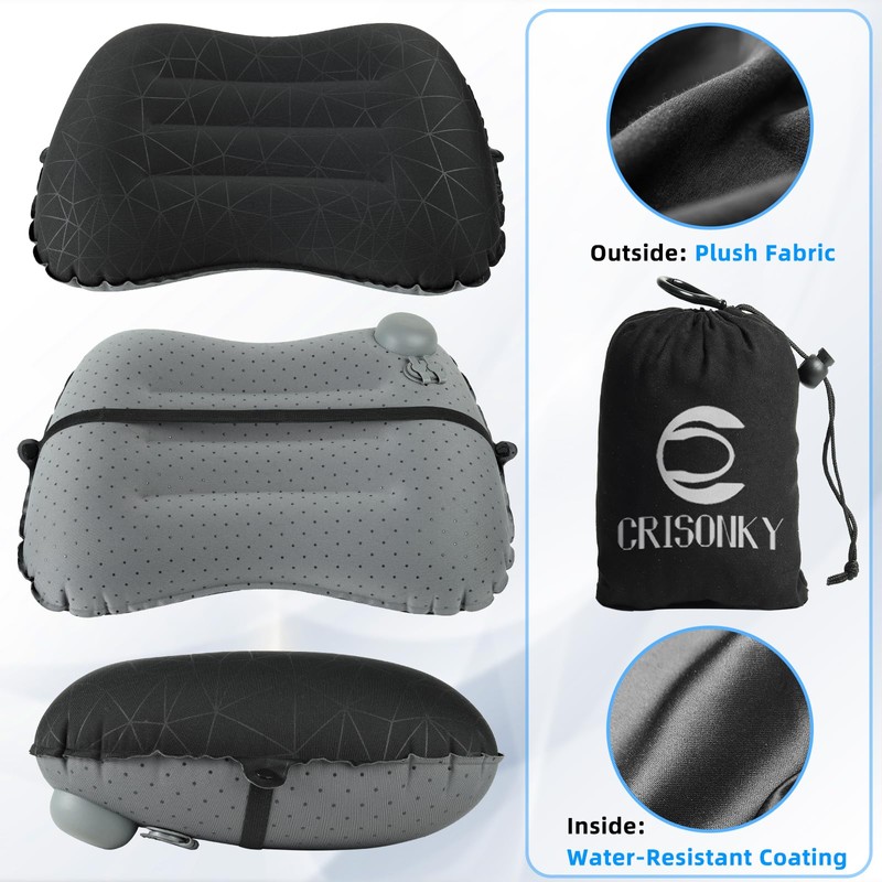 Camping Pillow with Built-in Pump - Inflatable Pillow - Travel