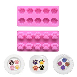HYCSC Silicone Paw Print Molds - Dog Treat Silicone Mold, Food Grade Paw Silicone Mold, Non-Stick Dog Ice Cube Trays, Great for Making Cat Paw Chocolate, Candy, Ice Cube, Pudding, Jelly, Cookie(2PCS)