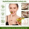Nuenen 600 Pcs Pre Rolled Napkin and Bamboo Cutlery Set