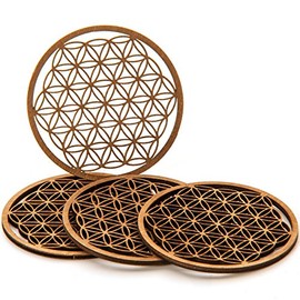 MC-Trend® High-quality wooden flower of life in a set of 4 (diameter 7 cm)