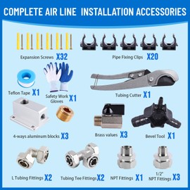 Shop Air Line Kit 3/4"×100'&200'&300' Compressed Air Line Kit, HDPE-Aluminum Piping Rapid Air System Garage Air Compressor Accessories Leak-Proof & Easy to Install