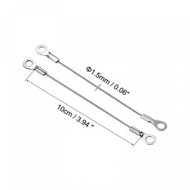 PATIKIL Stainless Steel Strap Cable 1.5mmx10cm 4pcs Eyelet End Security Wire Rope