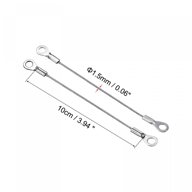 PATIKIL Stainless Steel Strap Cable 1.5mmx10cm 4pcs Eyelet End Security