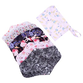 Baluue 7pcs Washable Sanitary Pads with Exterior and Snaps for Portable Storage Bag Included for Travel and Daily Use Random Style