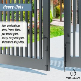 TIEJIAN Cane Bolt Heavy Duty Gate Drop Rod 18 Inch Metal Gates Stopper for Wood PVC Vinyl Metal Fences Gates, Gate Ground Latches, Black Finish(1 Pack)