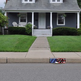 VWAQ Custom USA Curb Address Sticker American Flag House Numbers Decal Patriotic Outdoor Decor - PCCD1