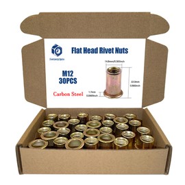 80PCS M8 Rivet Nuts, Made of Carbon Steel with a zinc-Plated Finish, Featuring a Flat Head and Threaded Insert (Nutsert Kit) (M12(30PCS))