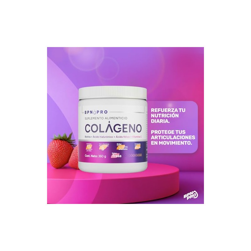 Bpn Pro Colágeno Hidrolizado Polvo Sabor Fresa 360 Vitamina Zinc