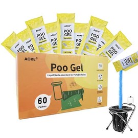 AOKE Portable Toilet Powder, Lemon 60 Pack Poo Gel for Camping Eco Absorbent Gel Liquid Waste Gelling and Deodorizing Powder, Emergency Toilet Waste Treatment for Outdoor Camping Hiking